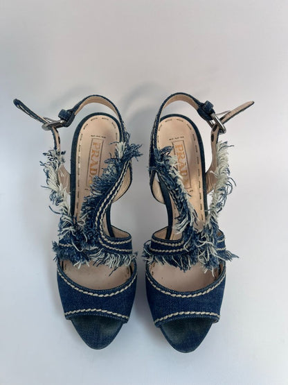 blue wash Prada denim pumps, 39.5 EU
