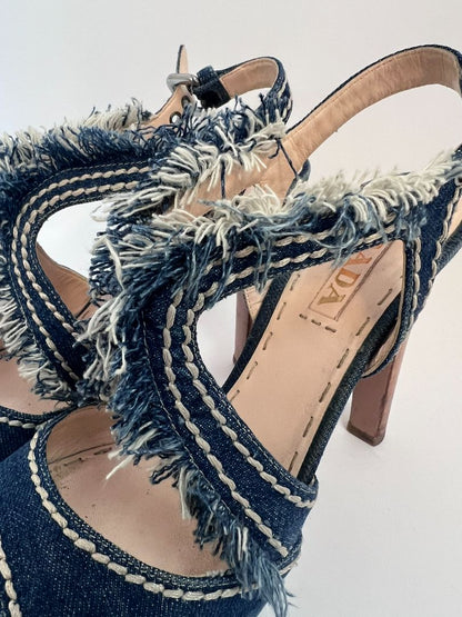 blue wash Prada denim pumps, 39.5 EU