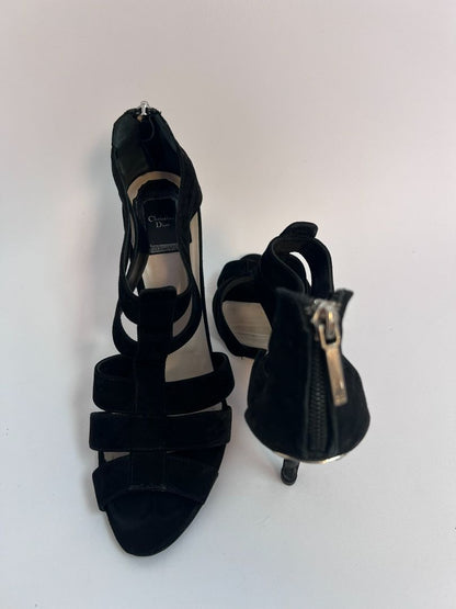 black Christian Dior peep toe pumps, 40 EU