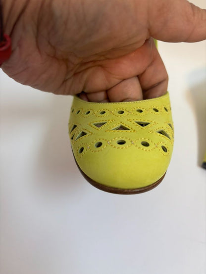 apple green Christian Louboutin round toe heels, 36