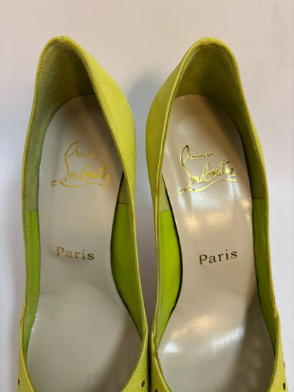 apple green Christian Louboutin round toe heels, 36
