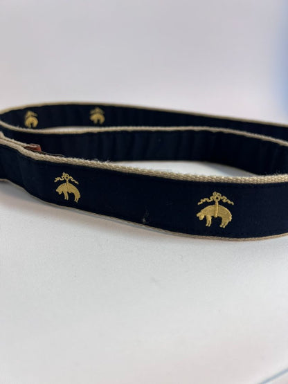 navy multi Brooks Brothers embroided belt, M