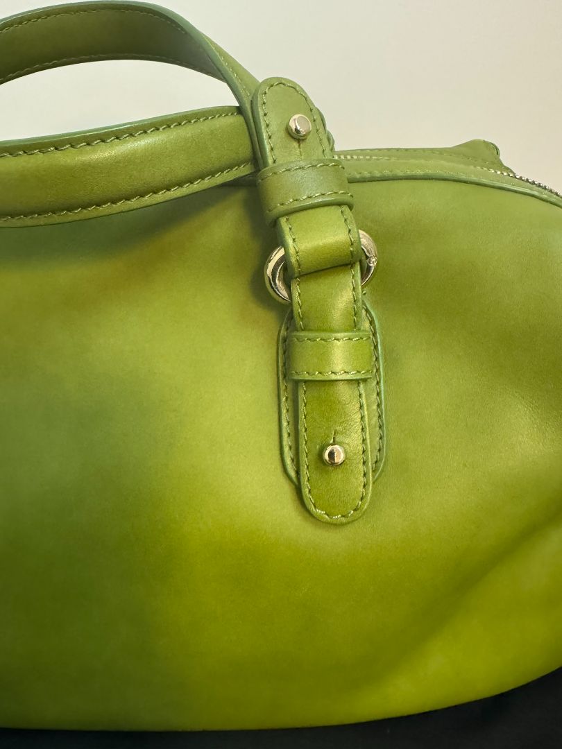 green Giorgio Armani boston bag, 15 L x 7w x 7.5 H