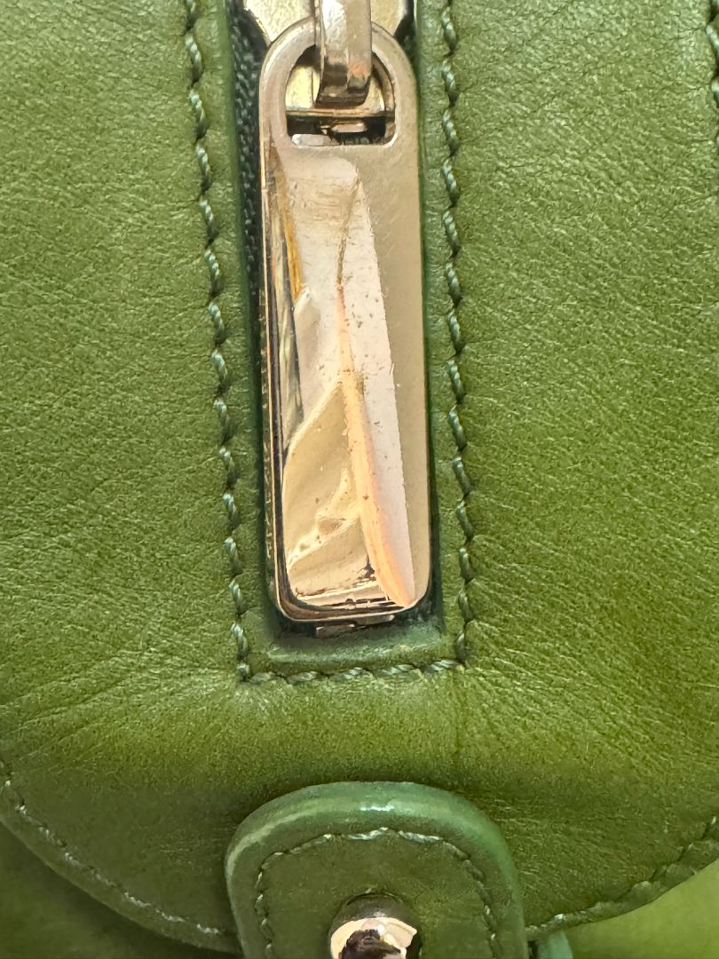 green Giorgio Armani boston bag, 15 L x 7w x 7.5 H