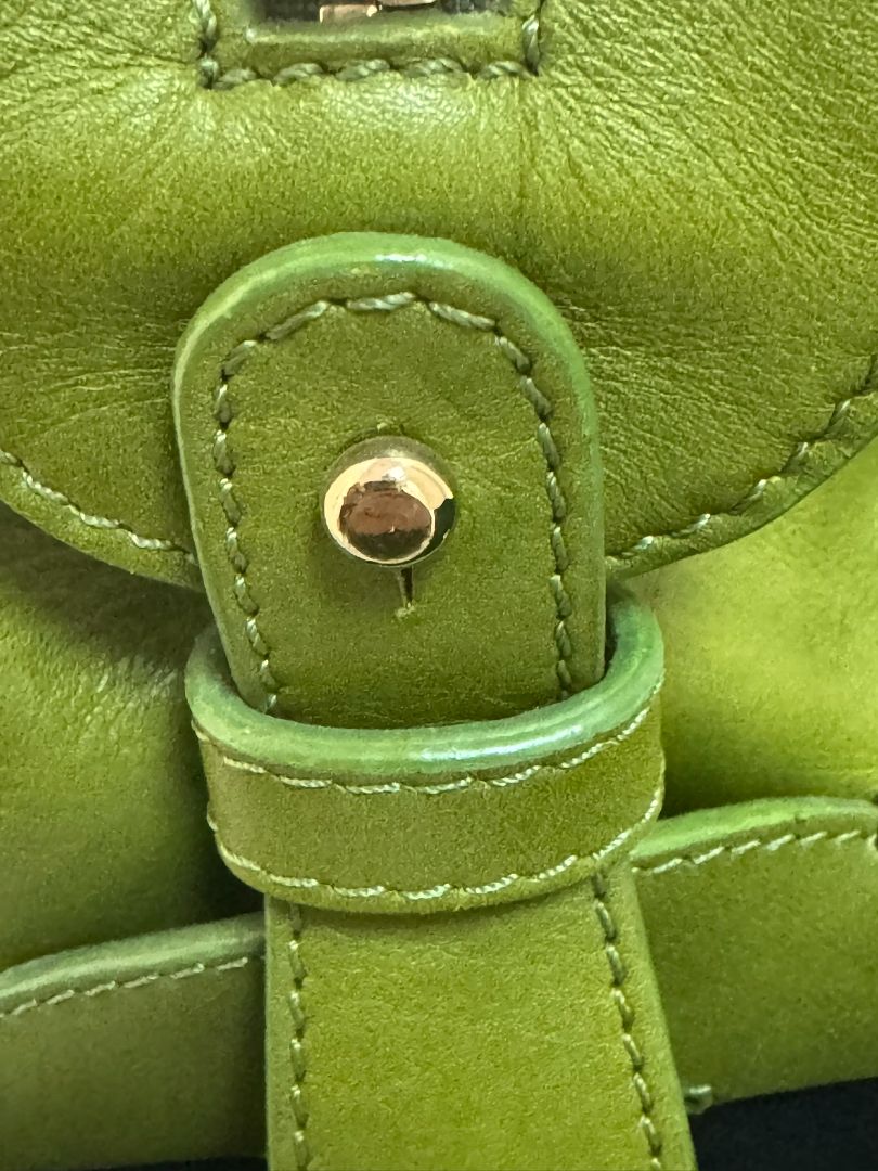 green Giorgio Armani boston bag, 15 L x 7w x 7.5 H