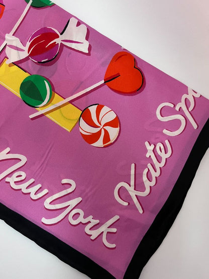 pink multi Kate Spade silk square scarf NWT, 1