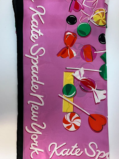 pink multi Kate Spade silk square scarf NWT, 1