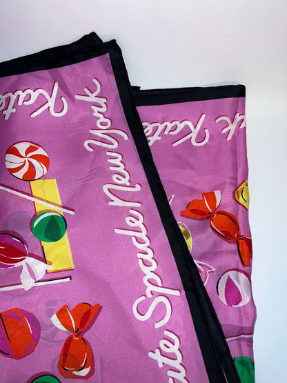pink multi Kate Spade silk square scarf NWT, 1