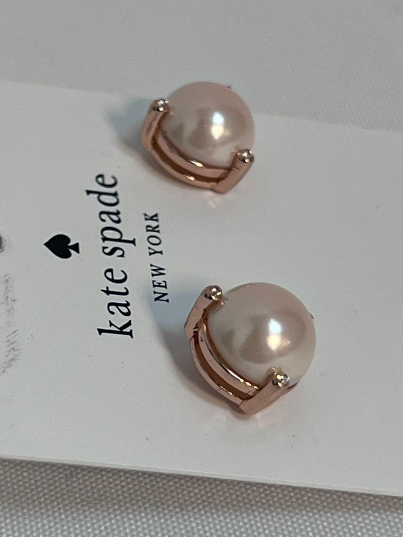 rose gold Kate Spade pearl earrings, one size