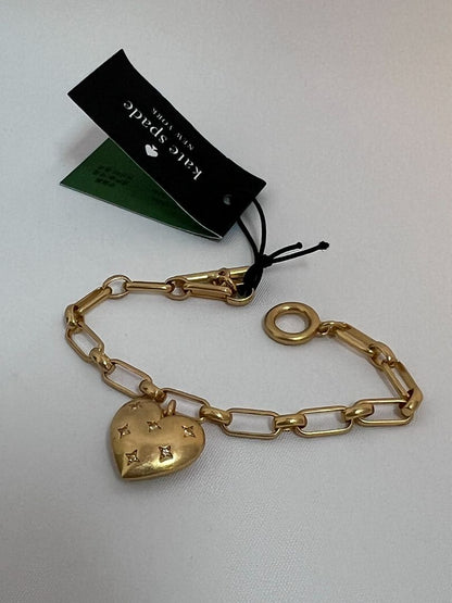 gold Kate Spade heart charm bracelet NWT, one size