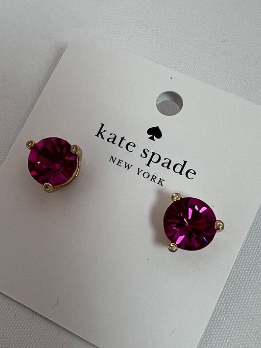 fuschia & gold Kate Spade gem earrings, one size