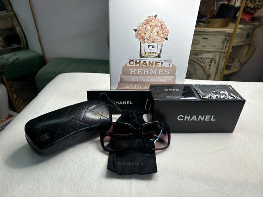 purple Chanel gradient with bow detail