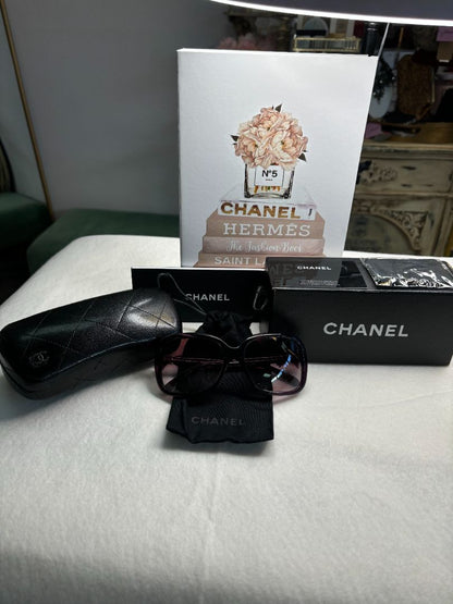 purple Chanel gradient with bow detail