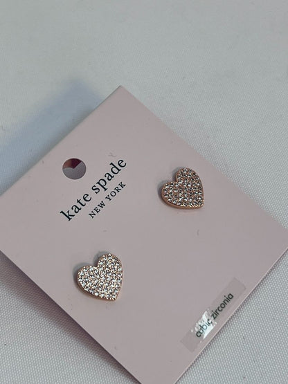 rose gold Kate Spade heart shaped earrings, one size