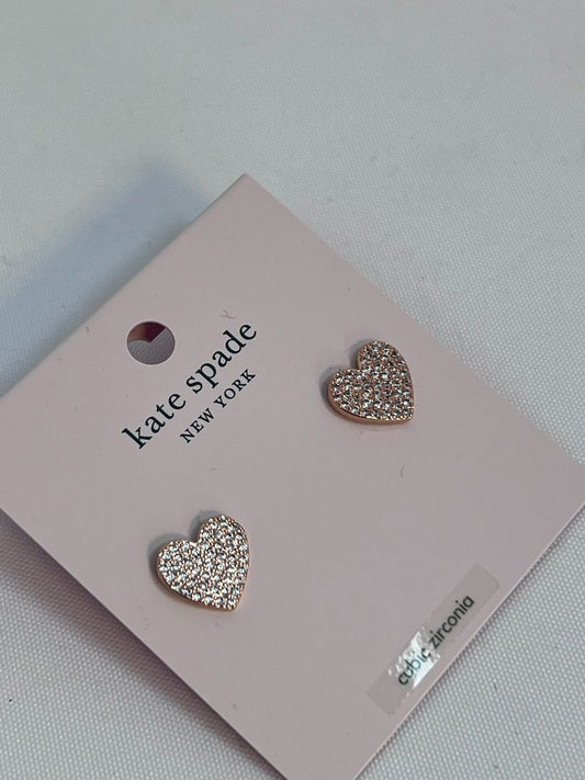 rose gold Kate Spade heart shaped earrings, one size