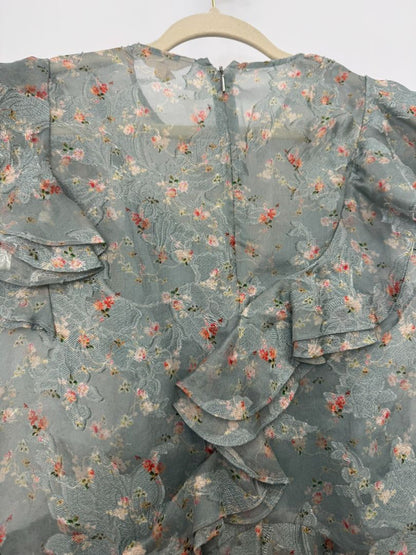 blue Rebecca Taylor floral top, 0