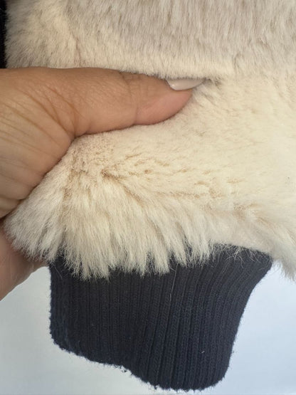 white Sugar + Lips faux fur bomber jacket, xs