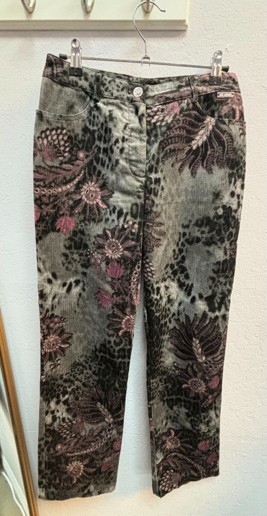 burgundy and gray St. John floral corduroy pants, 2