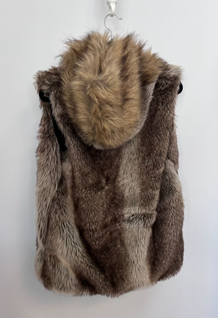 brown multi Lanshifei fur vest jacket, L