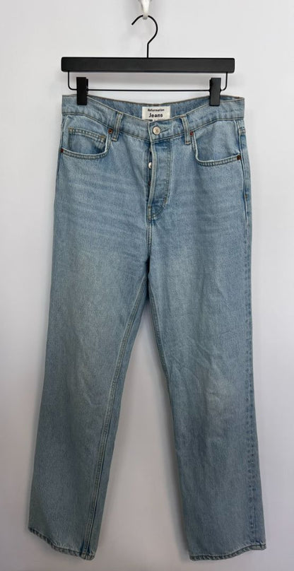 light blue wash Reformation straight jeans, 28