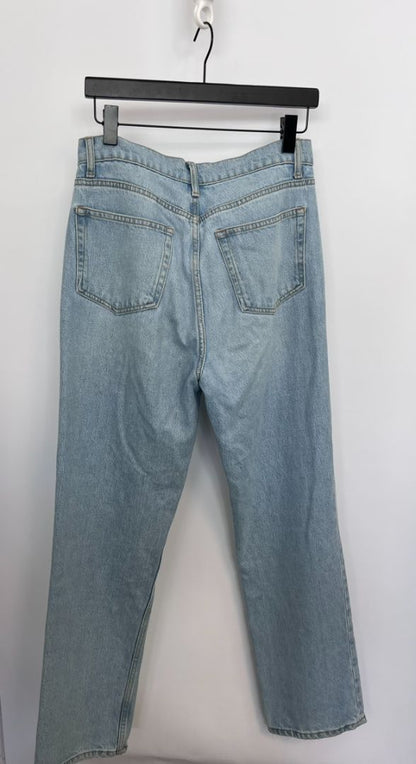 light blue wash Reformation straight jeans, 28