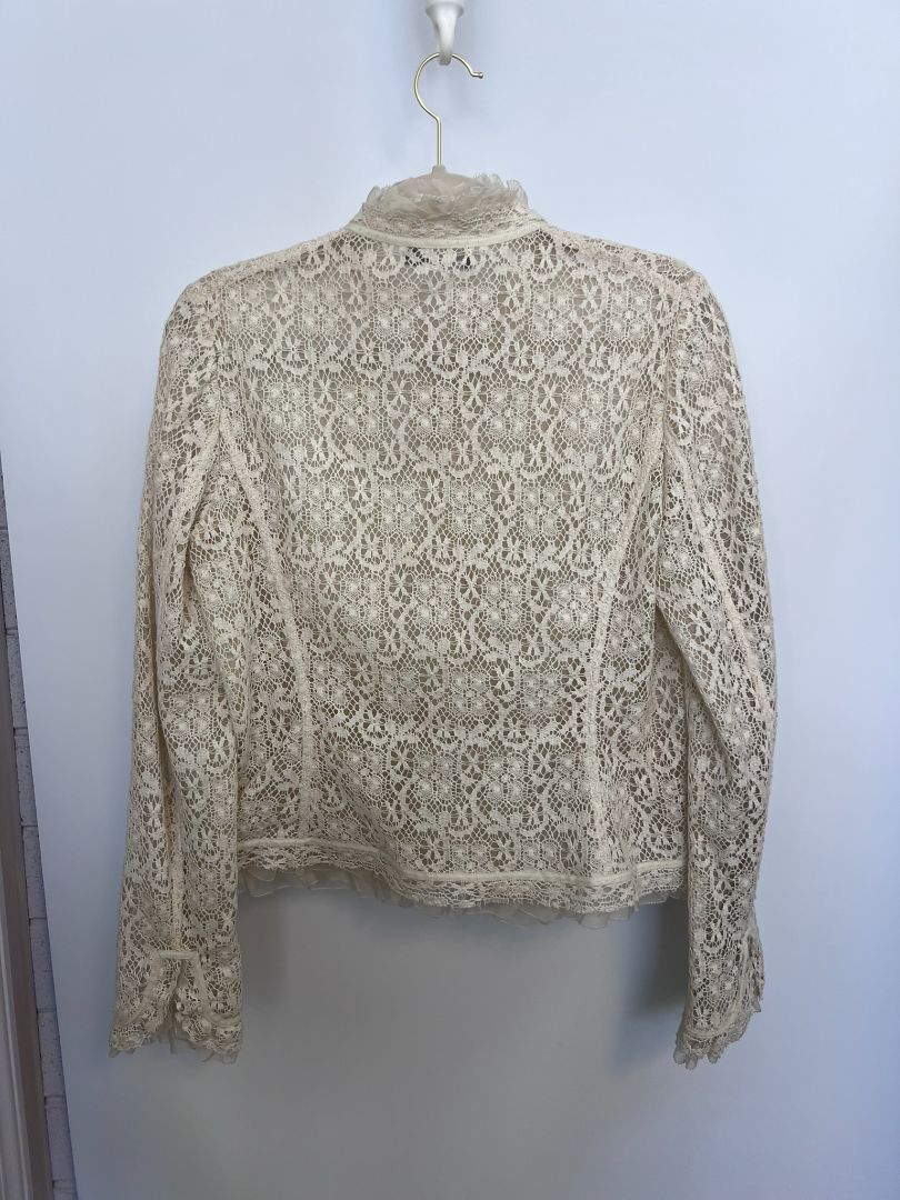 white Saks Fifth Avenue lace button up, one size