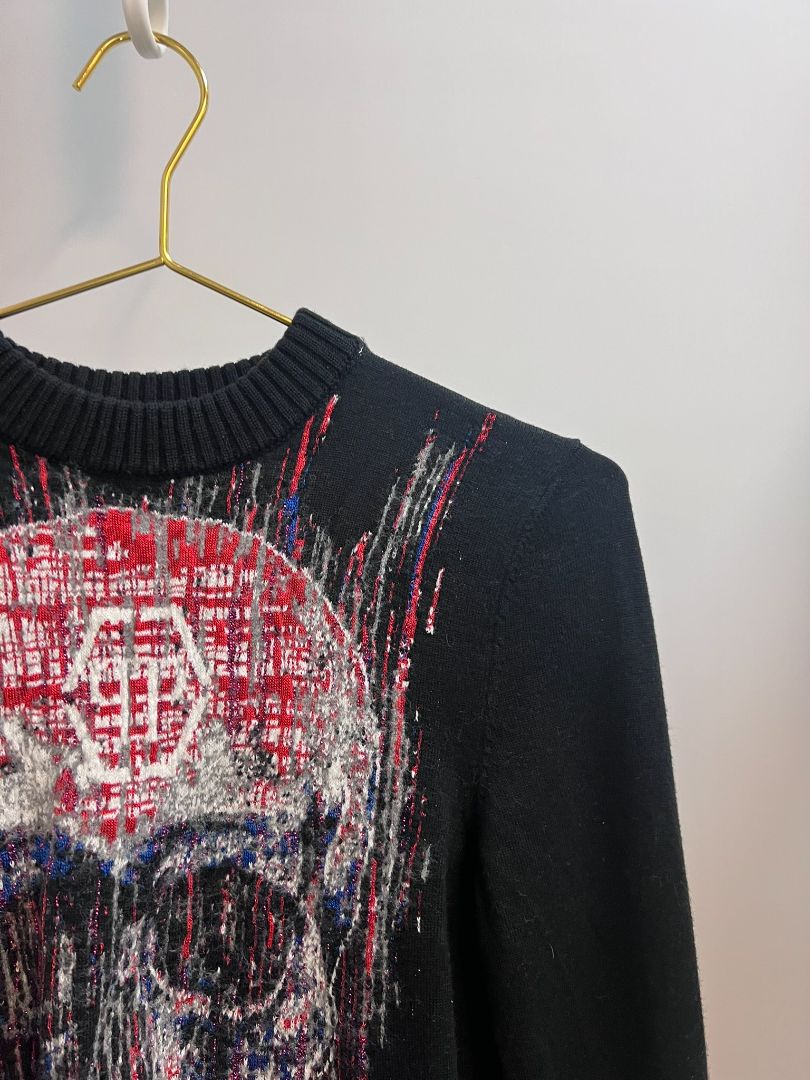 black multi Philipp Plein long sleeve sweater, S
