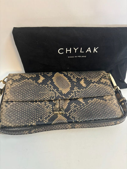 snakeskin Chylak Python-Embossed Leather Crossbody Bag, Length: 9.5 in Height: 6 in Depth: 2.5 in Strap Drop (Adjustable): 18–22 in