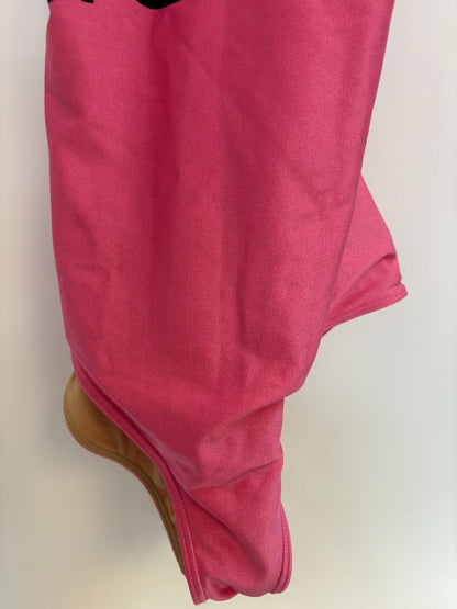 pink GUCCI One-Piece Logo Swimsuit, (Size S): Length (top to bottom): ~25–27 in Bust (unstretched): ~12 in Waist: ~11 in