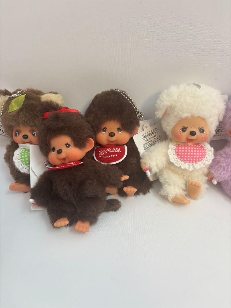 various Monchhichi Colors Plush Keychain Dolls Collection, Height: ~5.5 inches (14 cm) Width: ~3 inches (7.5 cm) Depth: ~2 inches (5 cm)