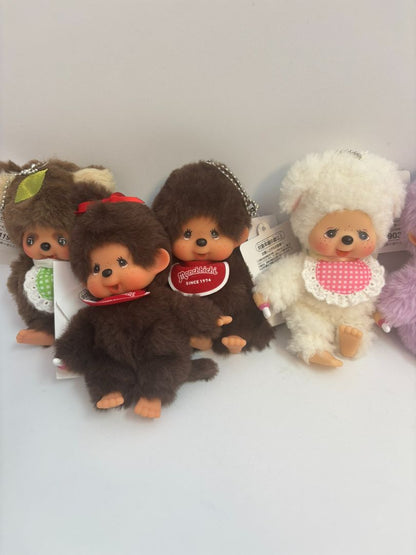 various Monchhichi Colors Plush Keychain Dolls Collection, Height: ~5.5 inches (14 cm) Width: ~3 inches (7.5 cm) Depth: ~2 inches (5 cm)