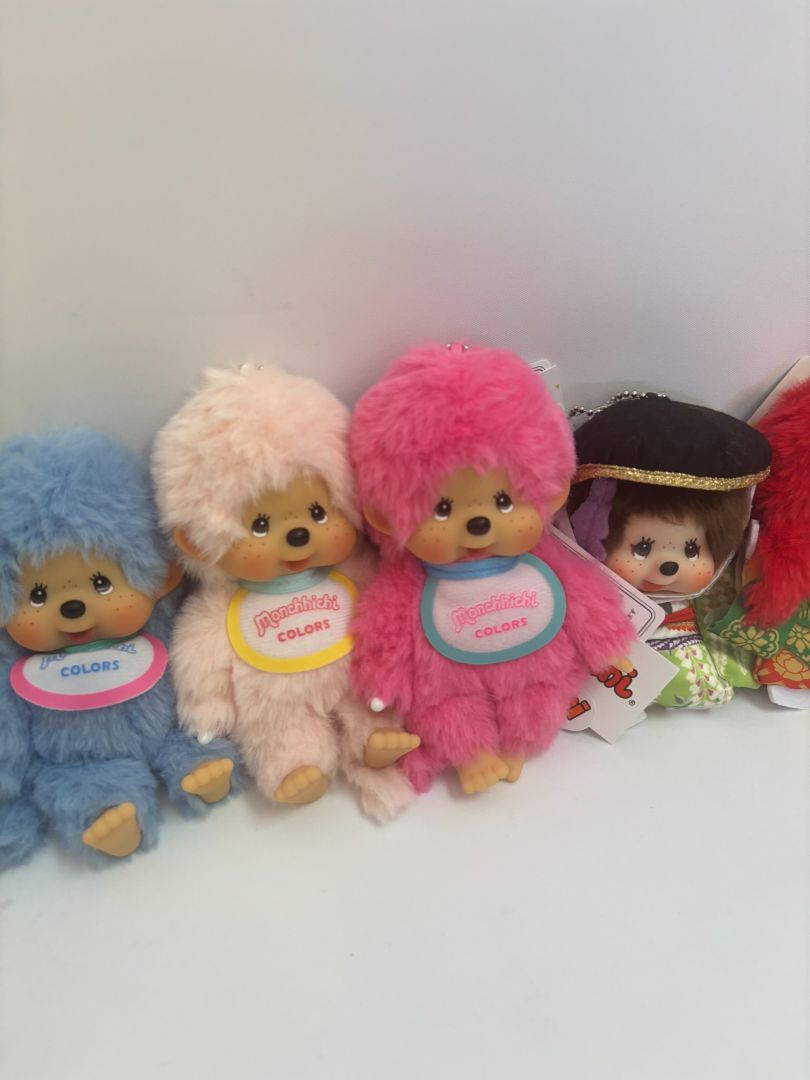 various Monchhichi Colors Plush Keychain Dolls Collection, Height: ~5.5 inches (14 cm) Width: ~3 inches (7.5 cm) Depth: ~2 inches (5 cm)