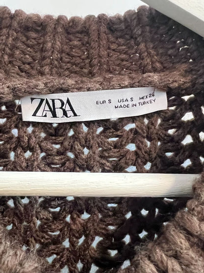 s zara button up vest, brown