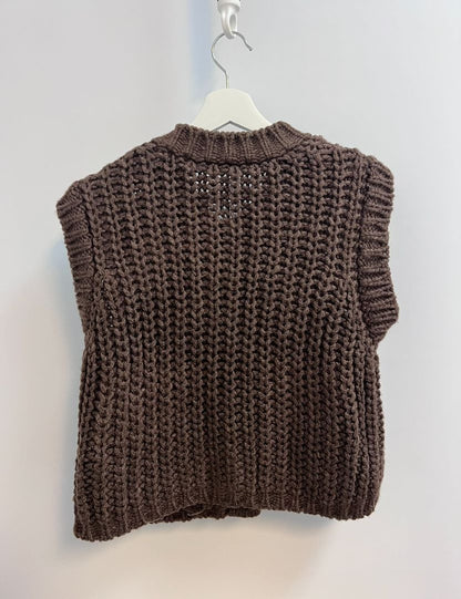 s zara button up vest, brown