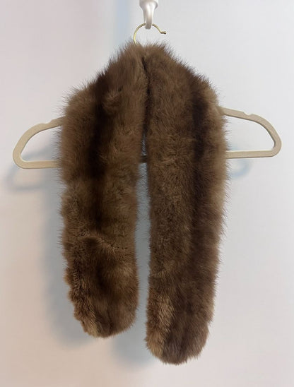 chocolate brown Revillion fur scarf, 37 inch