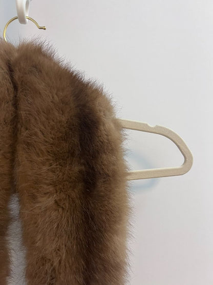 chocolate brown Revillion fur scarf, 37 inch