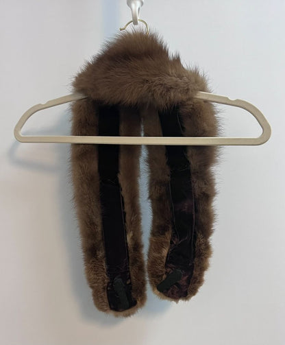 chocolate brown Revillion fur scarf, 37 inch