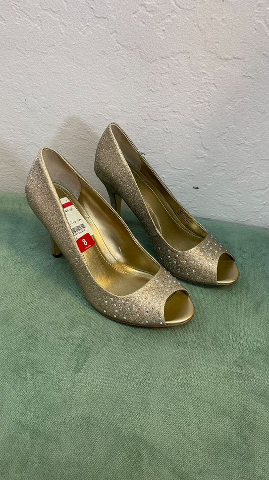 gold Style & Co sparkly low heel, 8