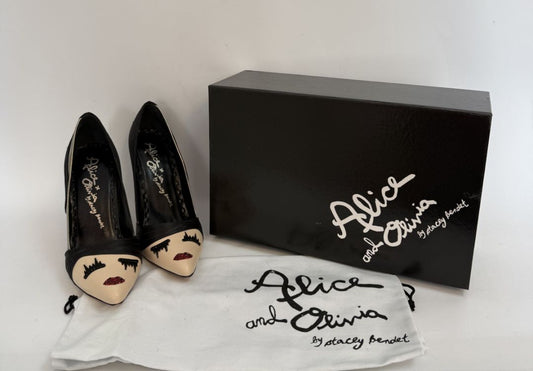 Light Bronze and Black Alice + Olivia Alice + Olivia Stacey Wink Heels – Size 37, 37