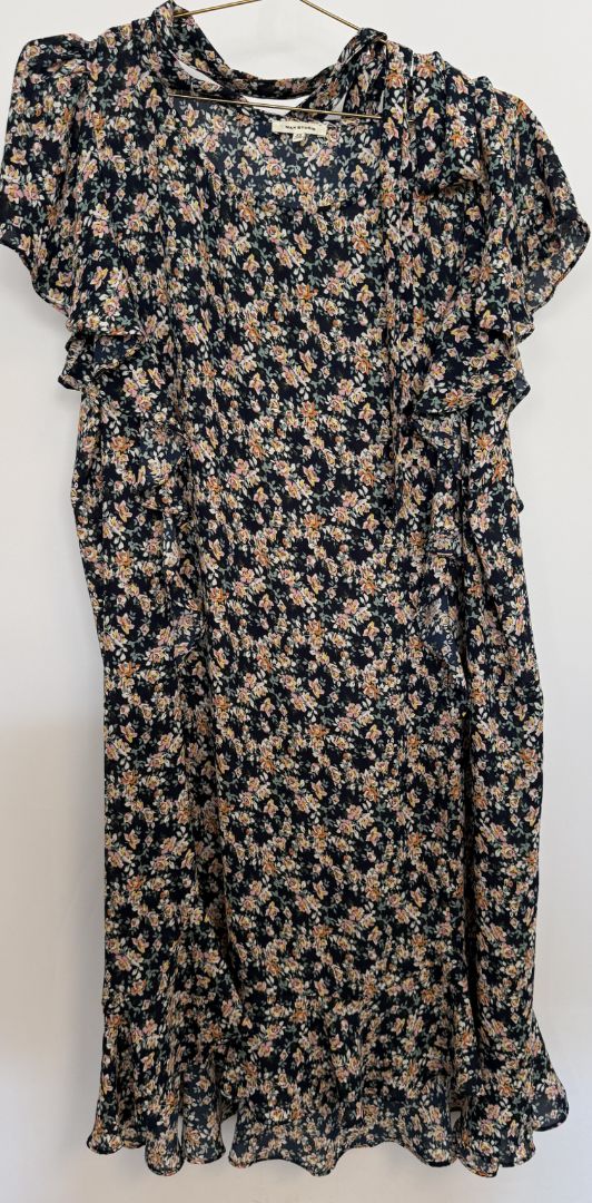 Max Studio Navy Floral Designer Dress Size -  2X