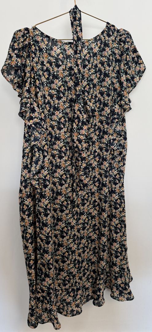 Max Studio Navy Floral Designer Dress Size -  2X