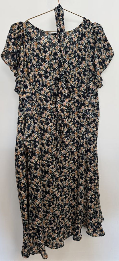 Max Studio Navy Floral Designer Dress Size -  2X