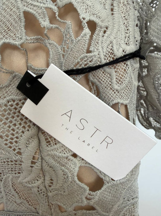 ASTR ASTR The Label  Sage Grey Floral Lace Mini Dress - Size M