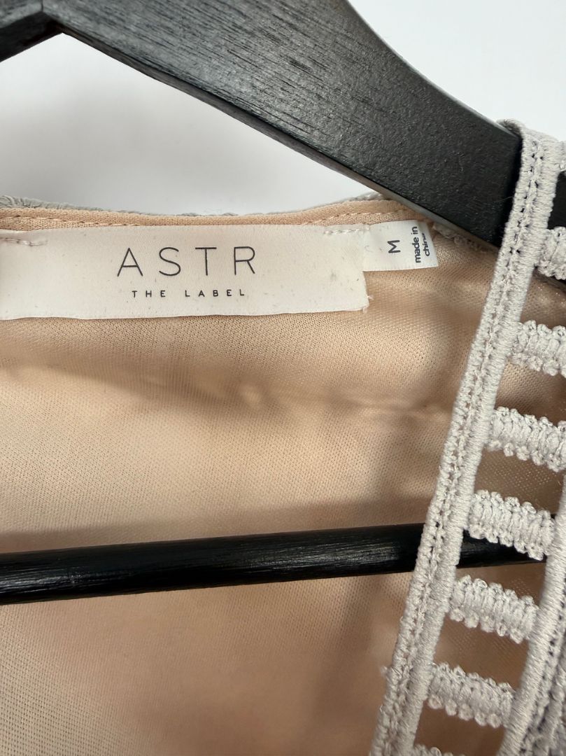 ASTR The Label Sage Grey Floral Lace Mini Dress M