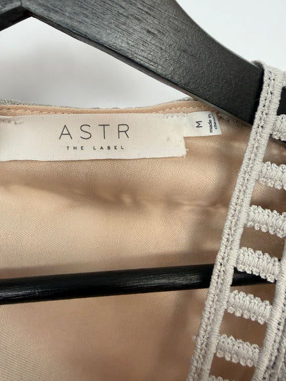 ASTR The Label Sage Grey Floral Lace Mini Dress M