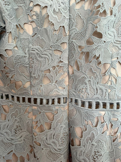 ASTR The Label Sage Grey Floral Lace Mini Dress M