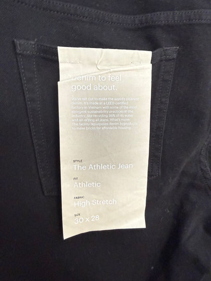 Everlane, Black High-Stretch Athletic Jeans, Size 30×28