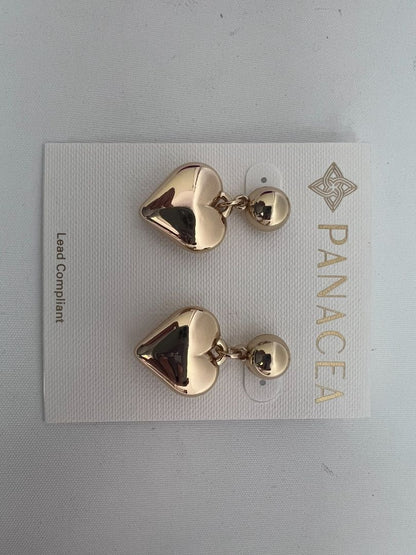 gold Panacea heart shaped earrings, NA