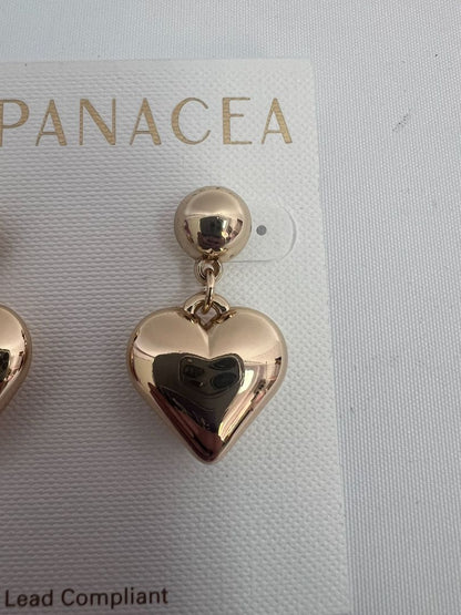 gold Panacea heart shaped earrings, NA