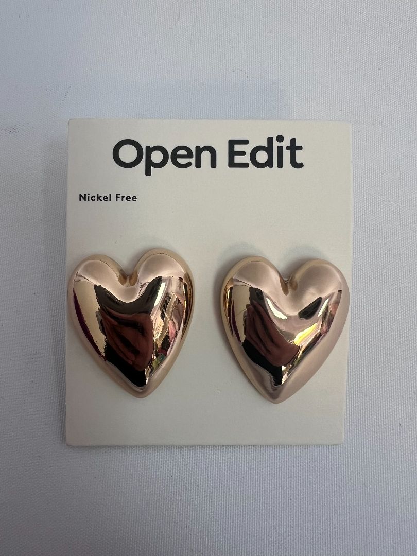 gold Open Edit heart shaped earrings, NA